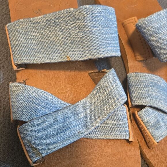 The Academy Brand Blue and Tan Sandals Modern Minimalist Design - Picture 5 of 6